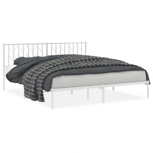 Sengeramme med sengegavl 180x200 cm metal hvid