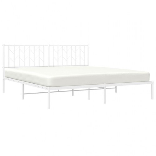 Sengeramme med sengegavl 180x200 cm metal hvid