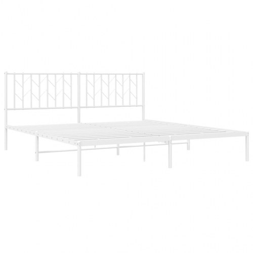 Sengeramme med sengegavl 180x200 cm metal hvid