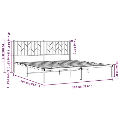 Sengeramme med sengegavl 180x200 cm metal hvid
