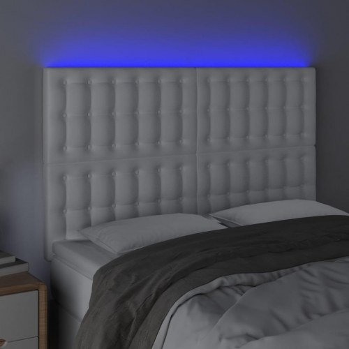 Sengegavl med LED-lys 144 x 5 x 118/128 cm - hvid