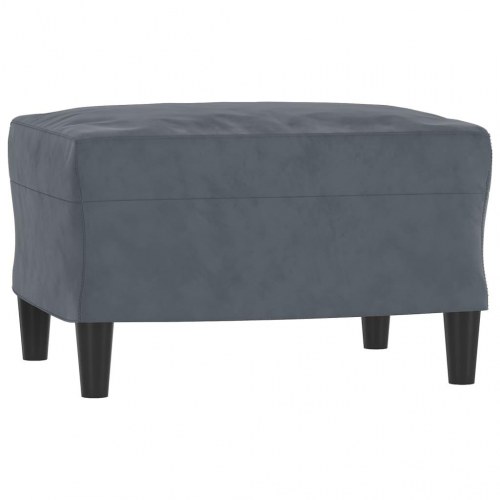 Sofasæt i velour med puder og fodskammel - 3 dele, mørkegrå