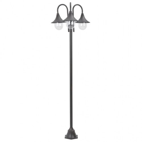Havestolpelampe E27 220 cm aluminium 3 lanterner bronzefarvet