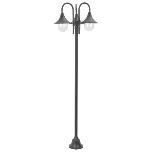 Havestolpelampe E27 220 cm aluminium 3 lanterner bronzefarvet