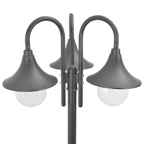 Havestolpelampe E27 220 cm aluminium 3 lanterner bronzefarvet