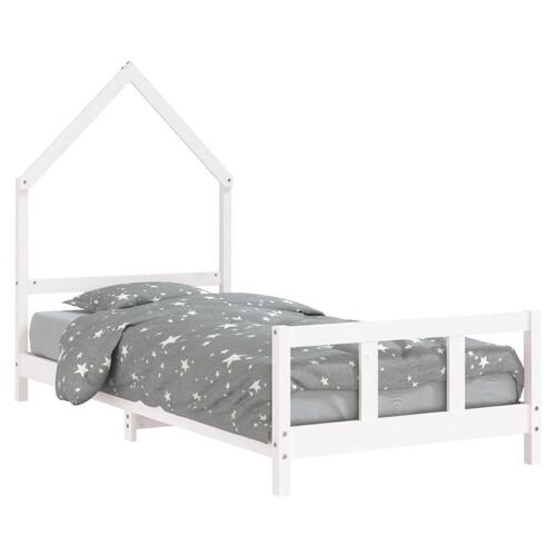 Sengeramme til juniorseng 90x200 cm massivt fyrretræ hvid