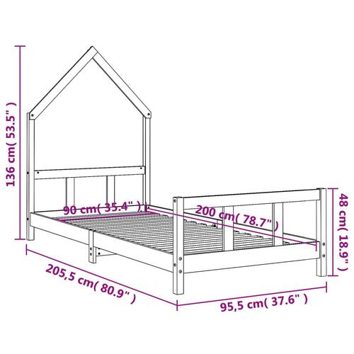 Sengeramme til juniorseng 90x200 cm massivt fyrretræ hvid