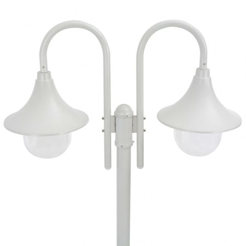 Havestolpelampe E27 220 cm aluminium 2 lanterner hvid