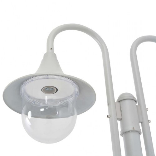 Havestolpelampe E27 220 cm aluminium 2 lanterner hvid