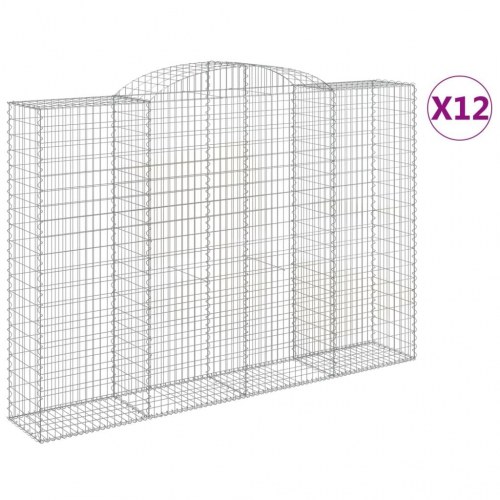 Buede gabionkurve - 12 stk. 300×50×200/220 cm i galvaniseret jern