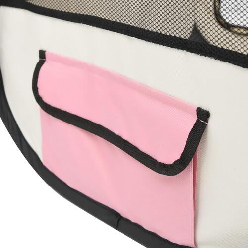 Foldbar hundegård med bæretaske 90x90x58 cm pink