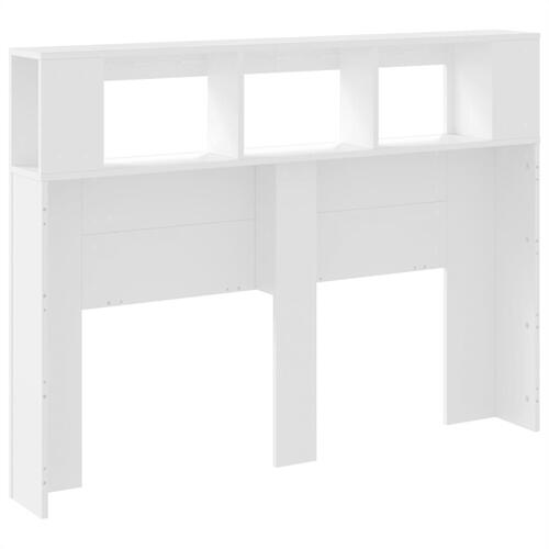 Sengegavl med LED-lys 140x18,5x103,5 cm konstrueret træ hvid