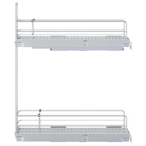 Udtræksskuffe 2 niveauer 47x12x56 cm sølvfarvet