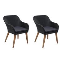 Havestole med hynder 2 stk. polyrattan sort