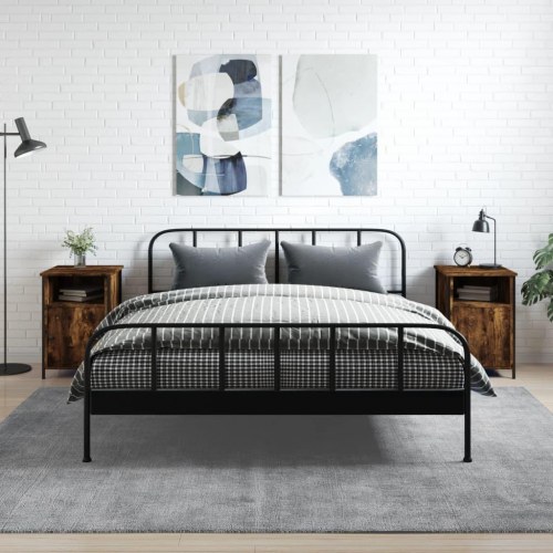 Sengeborde 2 stk. 40x42x60 cm konstrueret træ røget egetræ