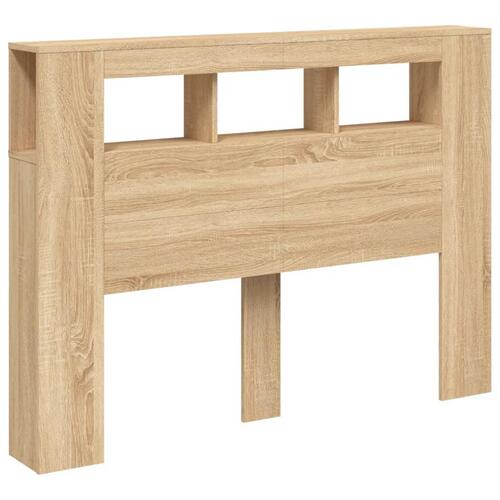 Sengegavl 140x18,5x103,5 cm LED-lys konstrueret træ sonoma-eg