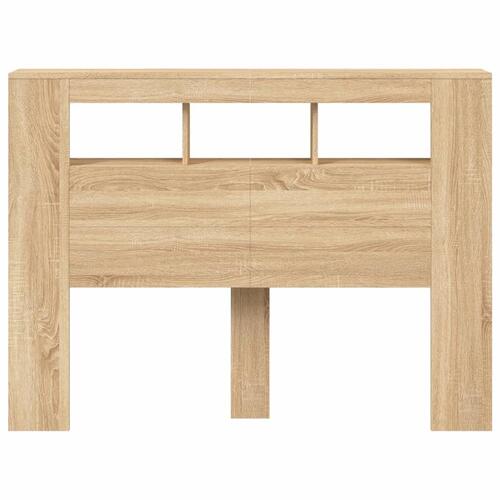 Sengegavl 140x18,5x103,5 cm LED-lys konstrueret træ sonoma-eg