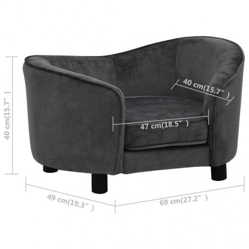 Hundesofa 69x49x40 cm plys mørkegrå
