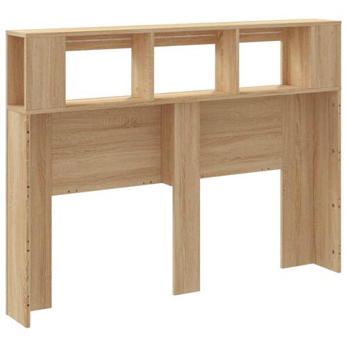 Sengegavl 140x18,5x103,5 cm LED-lys konstrueret træ sonoma-eg