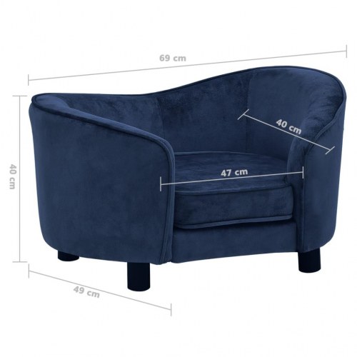 Hundesofa i plys 69 x 49 x 40 cm - blå