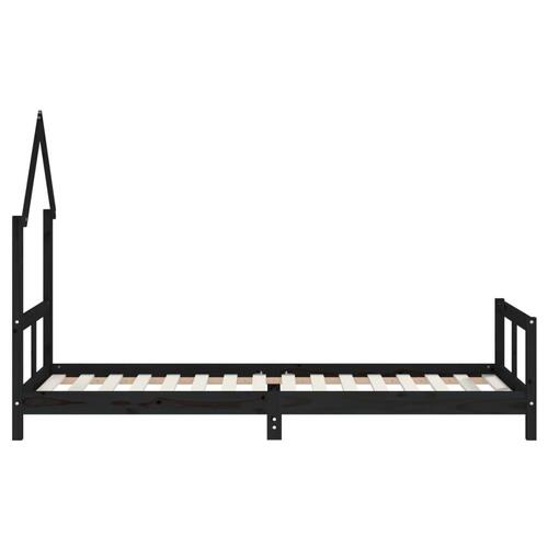 Sengeramme til juniorseng 80x200 cm massivt fyrretræ sort