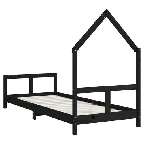 Sengeramme til juniorseng 80x200 cm massivt fyrretræ sort