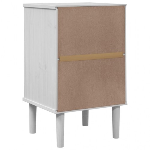 Sengebord SENJA i rattanlook - 40×36×65 cm, massivt fyrretræ, hvid