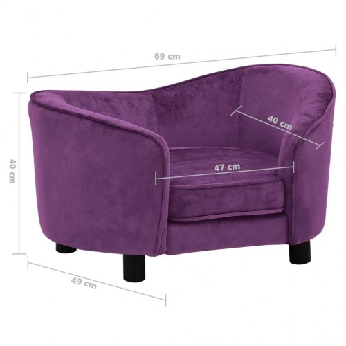Hundesofa 69 x 49 x 40 cm i plys - bordeaux
