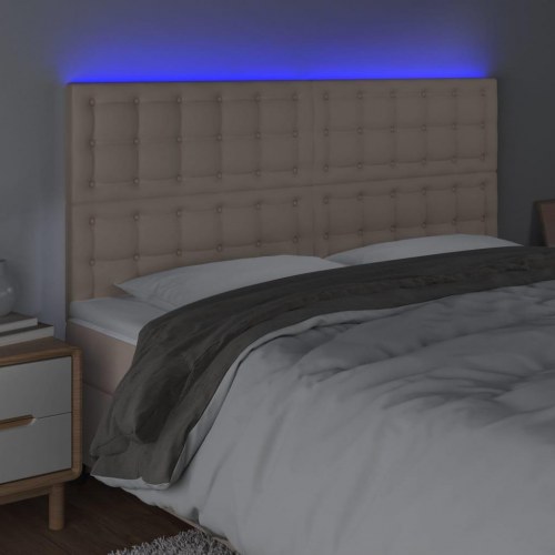 Sengegavl med LED-lys 160 x 5 x 118/128 cm - cappuccino