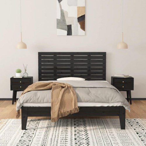 Sengegavl i massivt fyrretræ 146 x 3 x 63 cm - sort