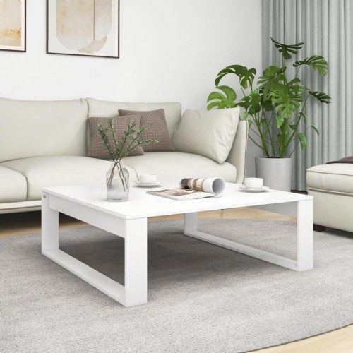 Sofabord i hvidt konstrueret træ - 100 × 100 × 35 cm