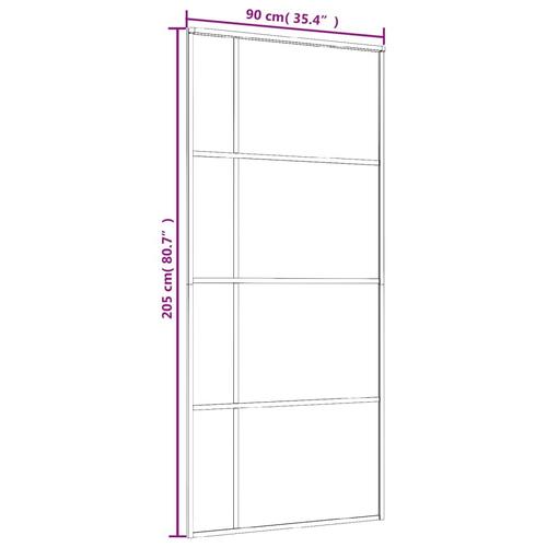 Skydedør 90x205 cm hærdet glas og aluminium sort