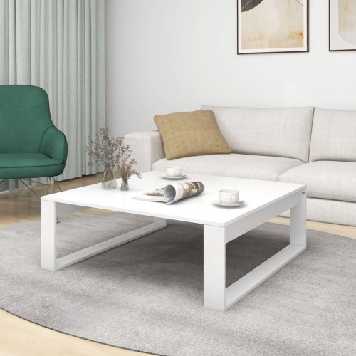 Sofabord i hvidt konstrueret træ - 100 × 100 × 35 cm