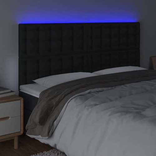 Sengegavl med LED-lys 180 x 5 x 118/128 cm - sort