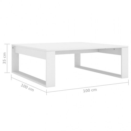 Sofabord i hvidt konstrueret træ - 100 × 100 × 35 cm