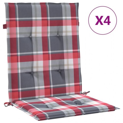 Stolehynder med lav ryg - 4 stk., 100×50×3 cm, oxfordstof rødternet