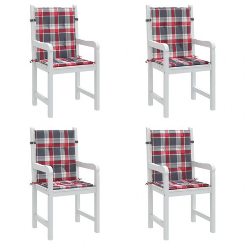 Stolehynder med lav ryg - 4 stk., 100×50×3 cm, oxfordstof rødternet