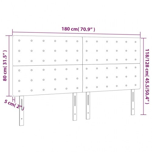 Sengegavl med LED-lys 180 x 5 x 118/128 cm - hvid