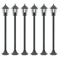 Havestolpelamper 6 stk. E27 110 cm aluminium mørkegrøn