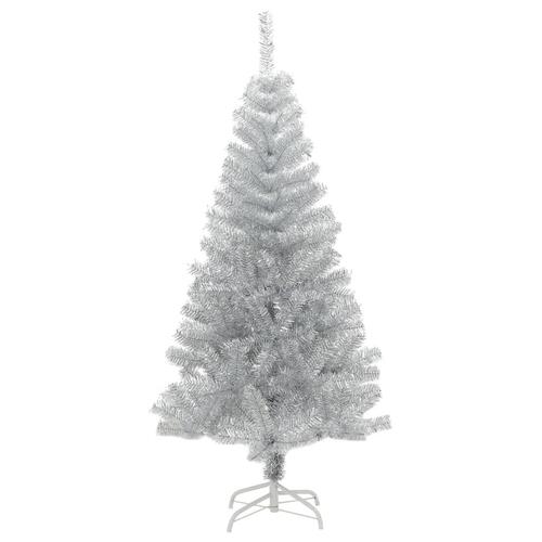 Kunstigt juletræ med juletræsfod 120 cm PET sølvfarvet