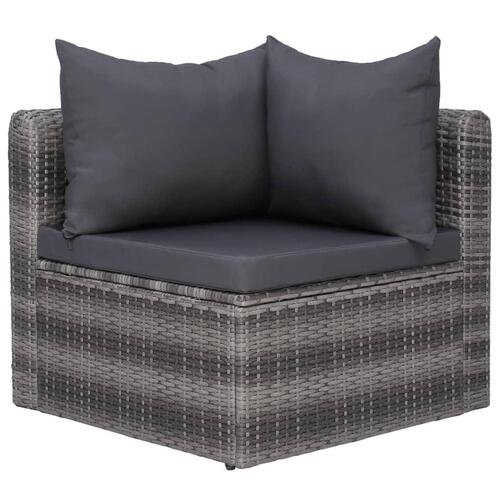 Havesofasæt 6 dele med hynder og puder polyrattan grå