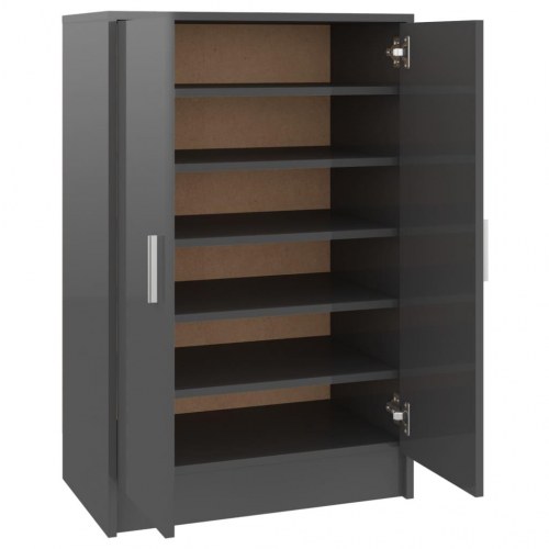 Skoskab 60x35x92 cm spånplade grå højglans