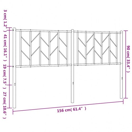 Sengegavl 150 cm metal hvid