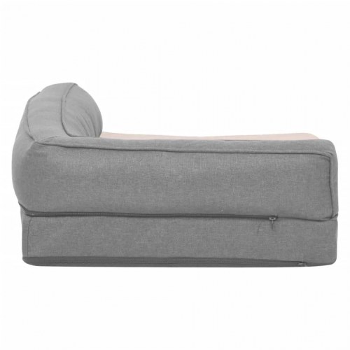 Ergonomisk hundeseng 60x42 cm hør-look fleece grå