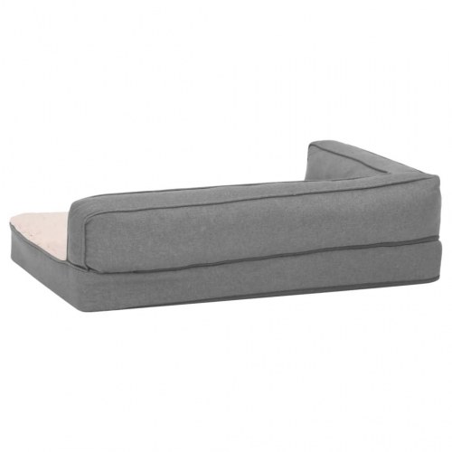 Ergonomisk hundeseng 75x53 cm hør-look fleece grå