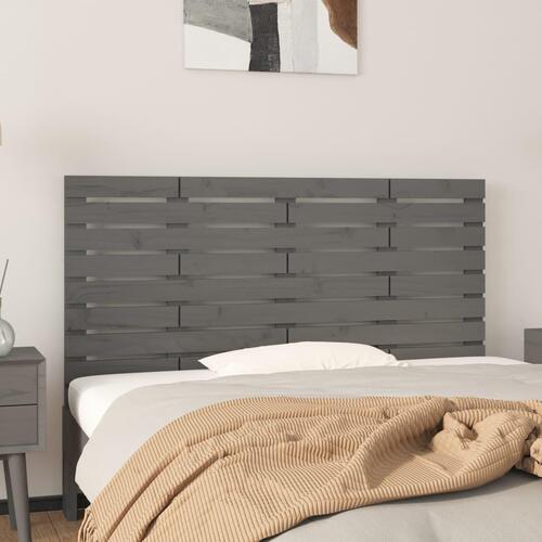 Sengegavl 141x3x63 cm massivt fyrretræ grå