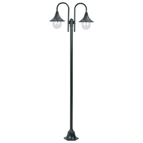 Havestolpelampe E27 220 cm med 2 lanterner - mørkegrøn