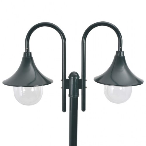 Havestolpelampe E27 220 cm med 2 lanterner - mørkegrøn
