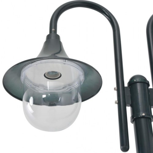 Havestolpelampe E27 220 cm med 2 lanterner - mørkegrøn