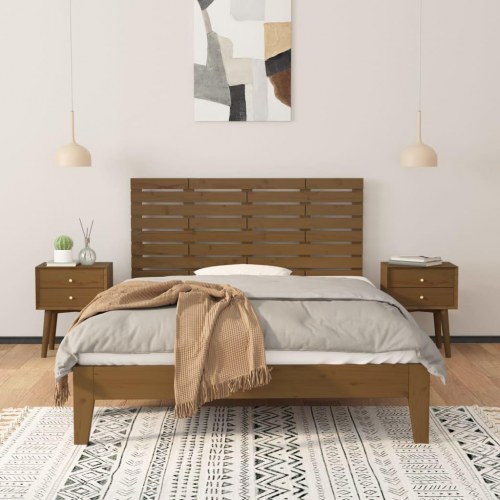 Sengegavl i massivt fyrretræ 126 x 3 x 63 cm - gyldenbrun